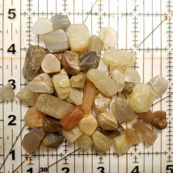 1/4 lb Small Tumbled Moonstone Gemstone Crystals 40-55 Stones Gem Rock Specimens - Picture 2 of 2